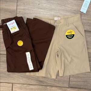 Cat & Jack Kids Quick Dry Shorts and Brown Pants Sz 7 and 8